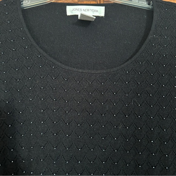 Jones New York Black Beaded Knit Sweater Vintage Pullover Plus size 3X - Picture 8 of 14